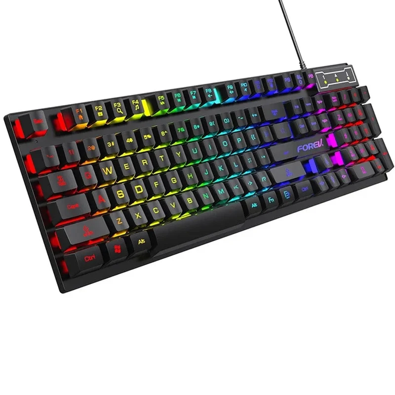 Mechanische Tastatur mit 104 Tasten und Hintergrundbeleuchtung, kabelgebundene Gaming-Tastatur, wasserdichtes Set mit leuchtender Tastatur und Maus für Gamer, PC, Laptop, Büro