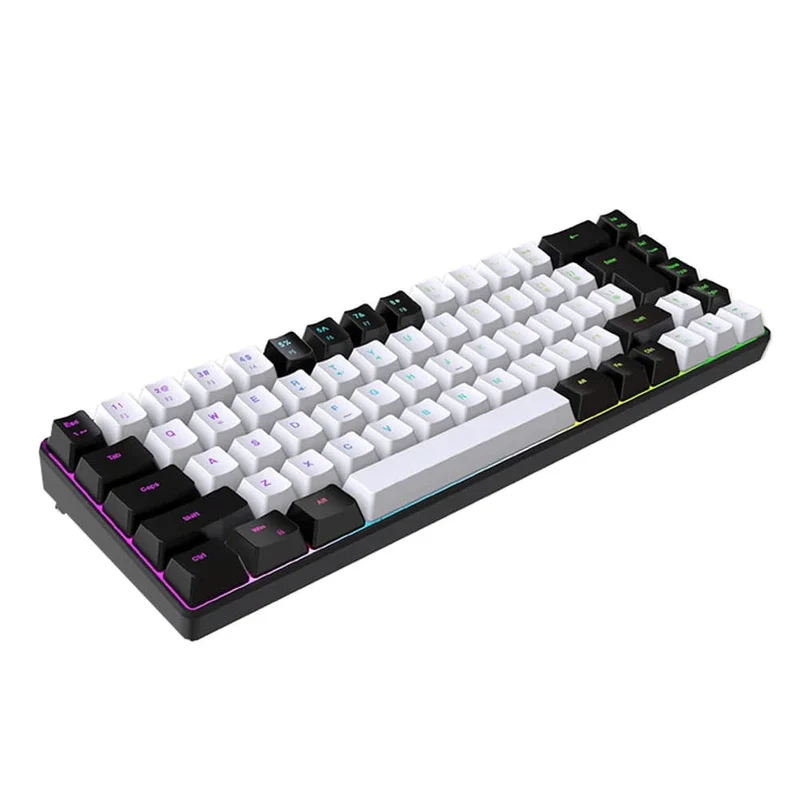 Gaming-Tastatur, 68 Tasten, kabelgebundene Computertastatur, mechanische Tastatur mit RGB-Hintergrundbeleuchtung, Tastatur für PC, Laptop, Gamer