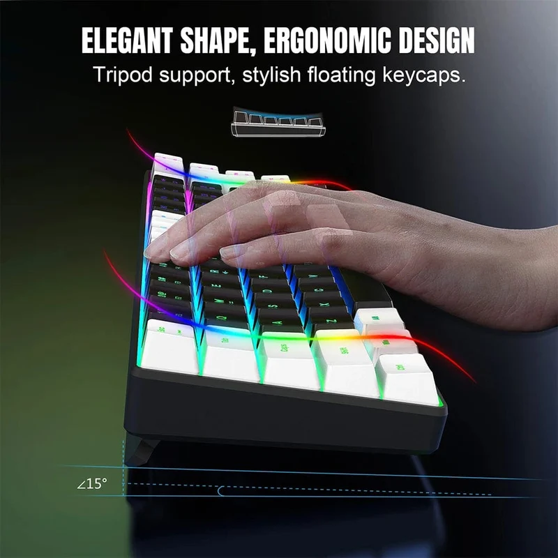 Gaming-Tastatur, 68 Tasten, kabelgebundene Computertastatur, mechanische Tastatur mit RGB-Hintergrundbeleuchtung, Tastatur für PC, Laptop, Gamer