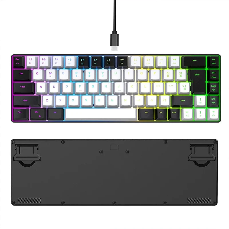Gaming-Tastatur, 68 Tasten, kabelgebundene Computertastatur, mechanische Tastatur mit RGB-Hintergrundbeleuchtung, Tastatur für PC, Laptop, Gamer