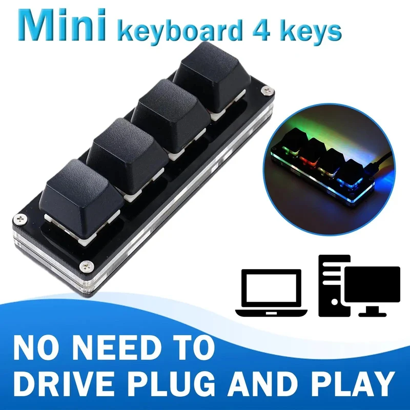 USB-Programmiermakro Benutzerdefinierte Tastatur 4-Tasten-RGB-Kopieren Einfügen Ausschneiden Für Photoshop Gaming-Tastatur Mechanisches Mini-Makropad