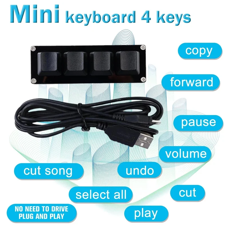USB-Programmiermakro Benutzerdefinierte Tastatur 4-Tasten-RGB-Kopieren Einfügen Ausschneiden Für Photoshop Gaming-Tastatur Mechanisches Mini-Makropad