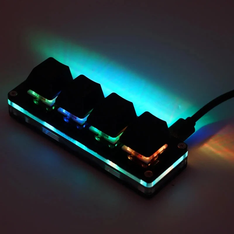USB-Programmiermakro Benutzerdefinierte Tastatur 4-Tasten-RGB-Kopieren Einfügen Ausschneiden Für Photoshop Gaming-Tastatur Mechanisches Mini-Makropad