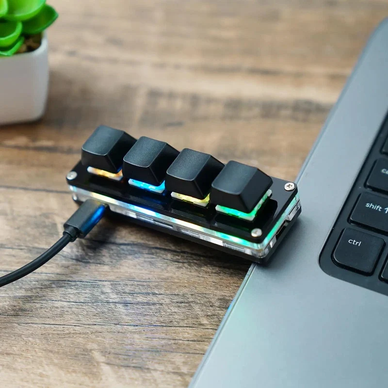 USB-Programmiermakro Benutzerdefinierte Tastatur 4-Tasten-RGB-Kopieren Einfügen Ausschneiden Für Photoshop Gaming-Tastatur Mechanisches Mini-Makropad