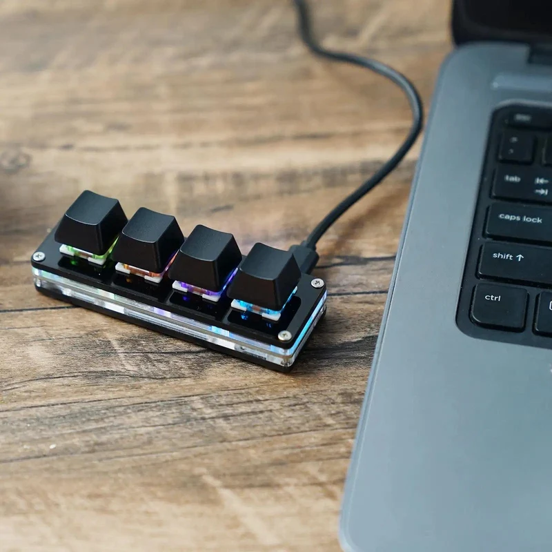 USB-Programmiermakro Benutzerdefinierte Tastatur 4-Tasten-RGB-Kopieren Einfügen Ausschneiden Für Photoshop Gaming-Tastatur Mechanisches Mini-Makropad