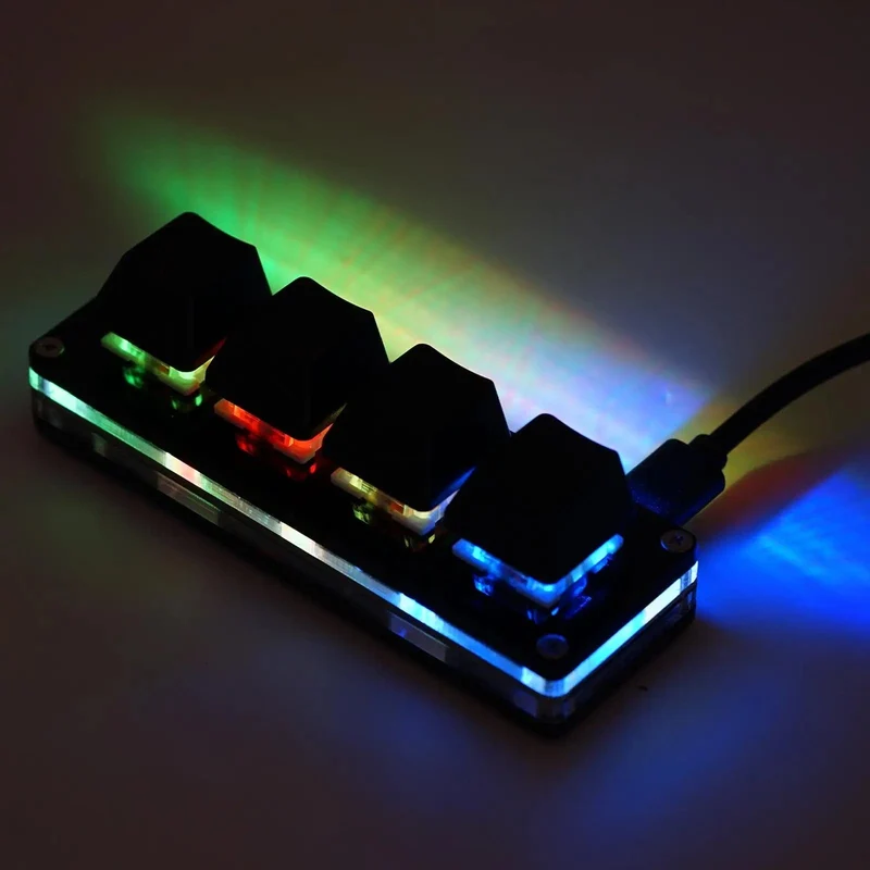 USB-Programmiermakro Benutzerdefinierte Tastatur 4-Tasten-RGB-Kopieren Einfügen Ausschneiden Für Photoshop Gaming-Tastatur Mechanisches Mini-Makropad
