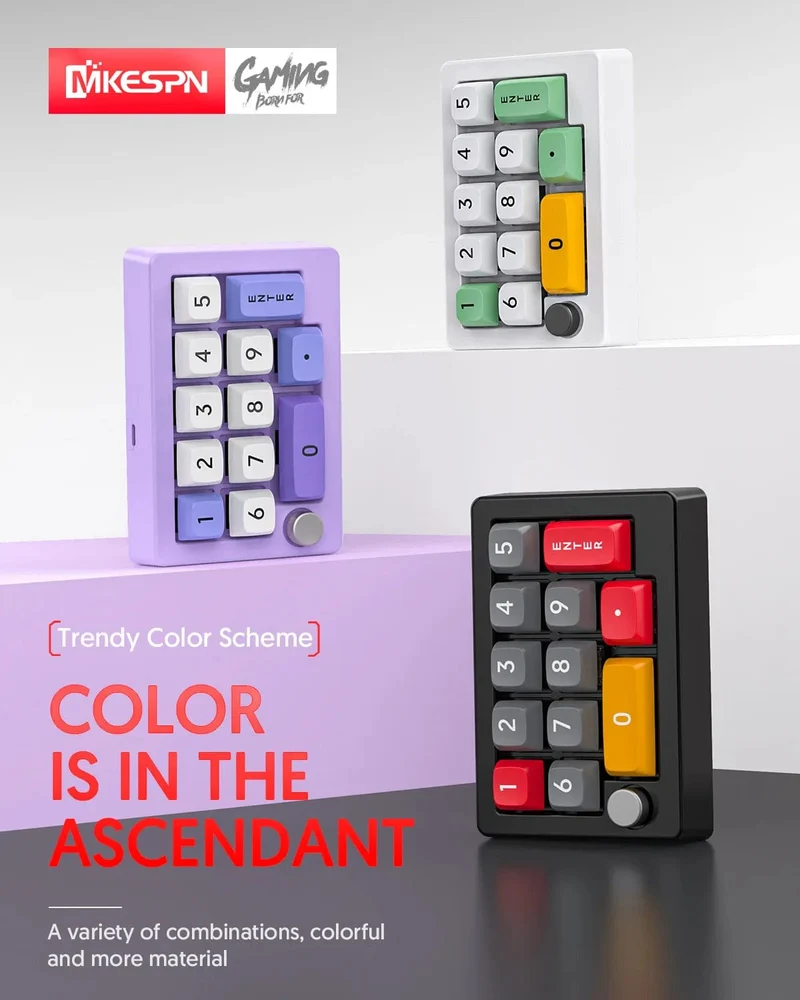 13-Tasten-Makro-programmierbare, vollständig im laufenden Betrieb austauschbare mechanische Schalter, 7-Farben-RGB-Licht, Mini-Gaming-Tastatur