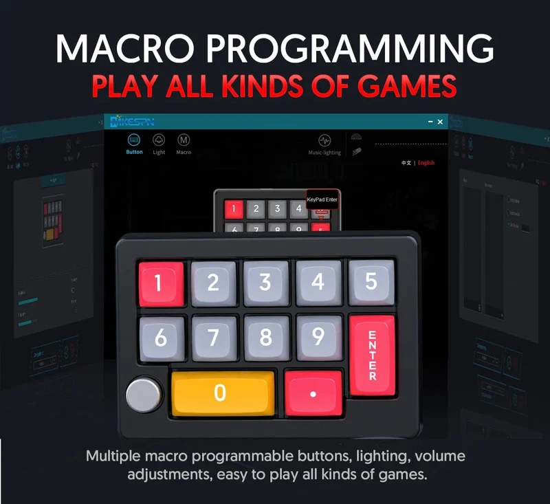 13-Tasten-Makro-programmierbare, vollständig im laufenden Betrieb austauschbare mechanische Schalter, 7-Farben-RGB-Licht, Mini-Gaming-Tastatur