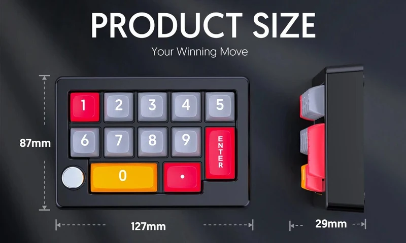 13-Tasten-Makro-programmierbare, vollständig im laufenden Betrieb austauschbare mechanische Schalter, 7-Farben-RGB-Licht, Mini-Gaming-Tastatur