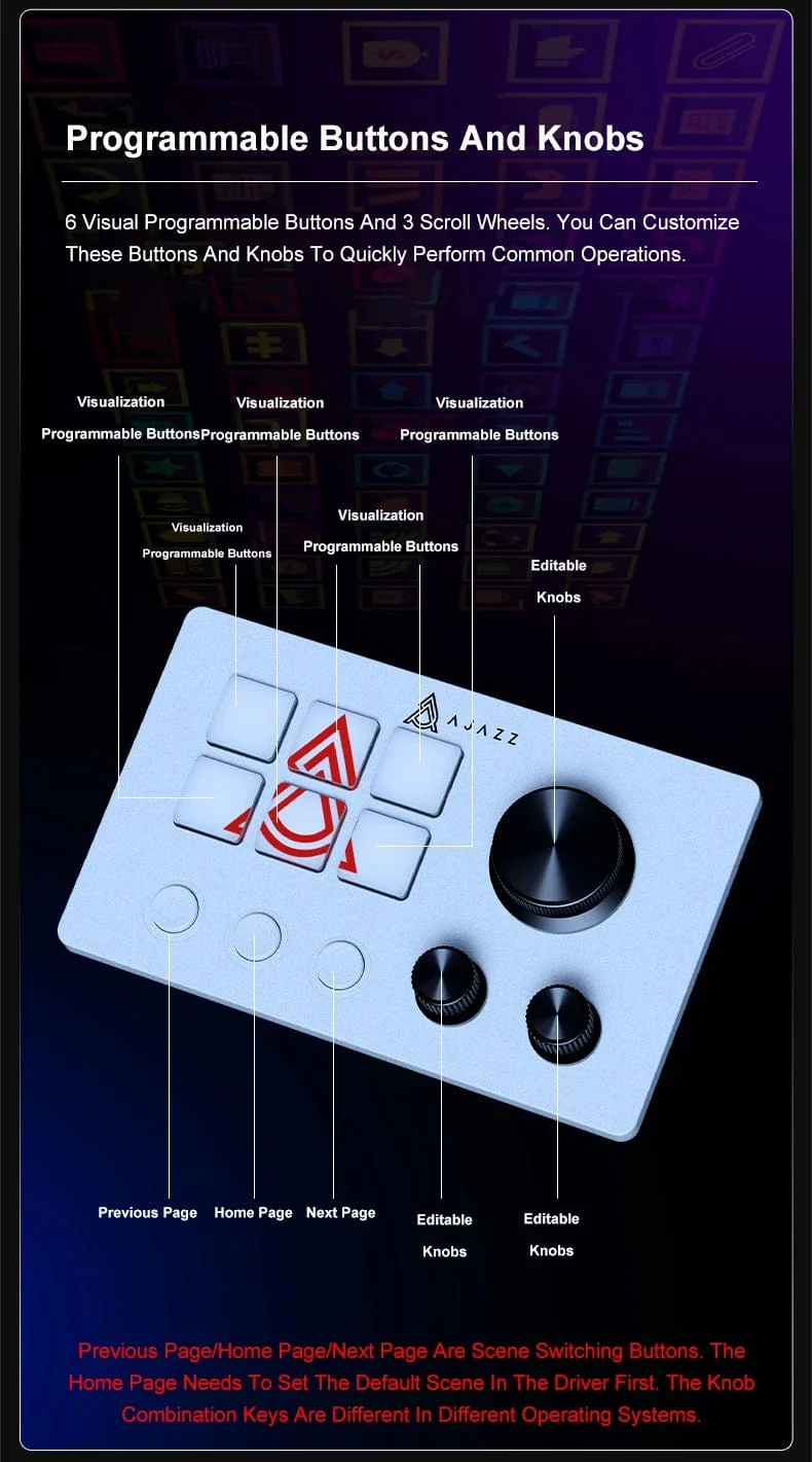 Ajazz AKP03E Programmierbare visuelle Makrotastatur Mechanische Gaming-Tastatur Benutzerdefinierte Mini-Tastentastatur für mehrere Szenarien