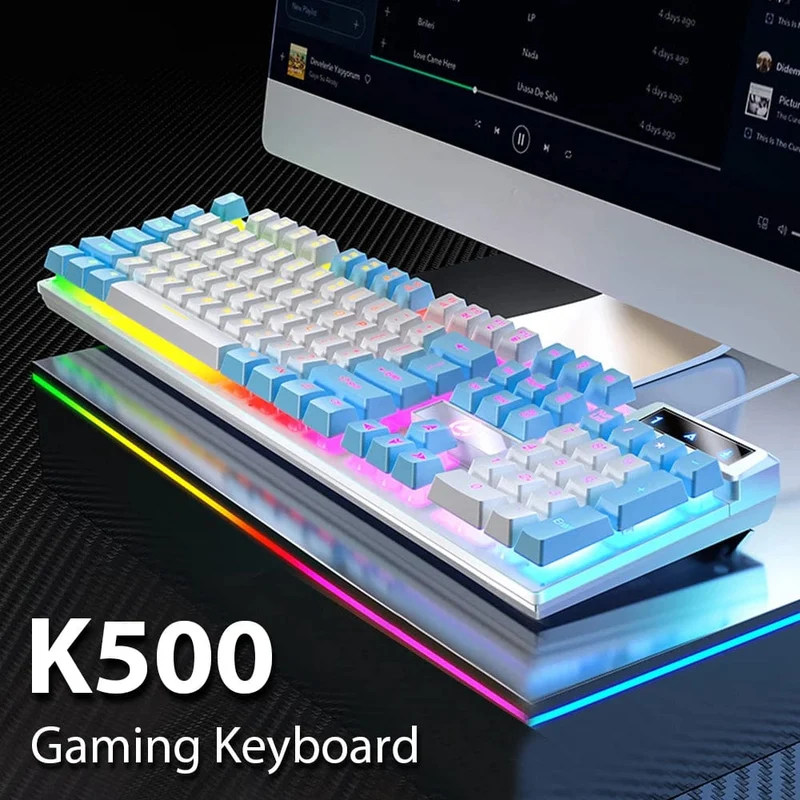 K500 Kabelgebundene Gaming-Tastatur Mechanische Sensation Laptop-Desktops PC Computer Bürozubehör 104 Tasten RGB-Hintergrundbeleuchtung Tastaturen