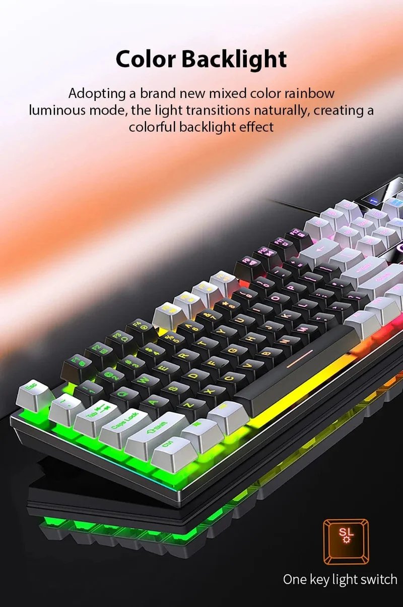 K500 Kabelgebundene Gaming-Tastatur Mechanische Sensation Laptop-Desktops PC Computer Bürozubehör 104 Tasten RGB-Hintergrundbeleuchtung Tastaturen