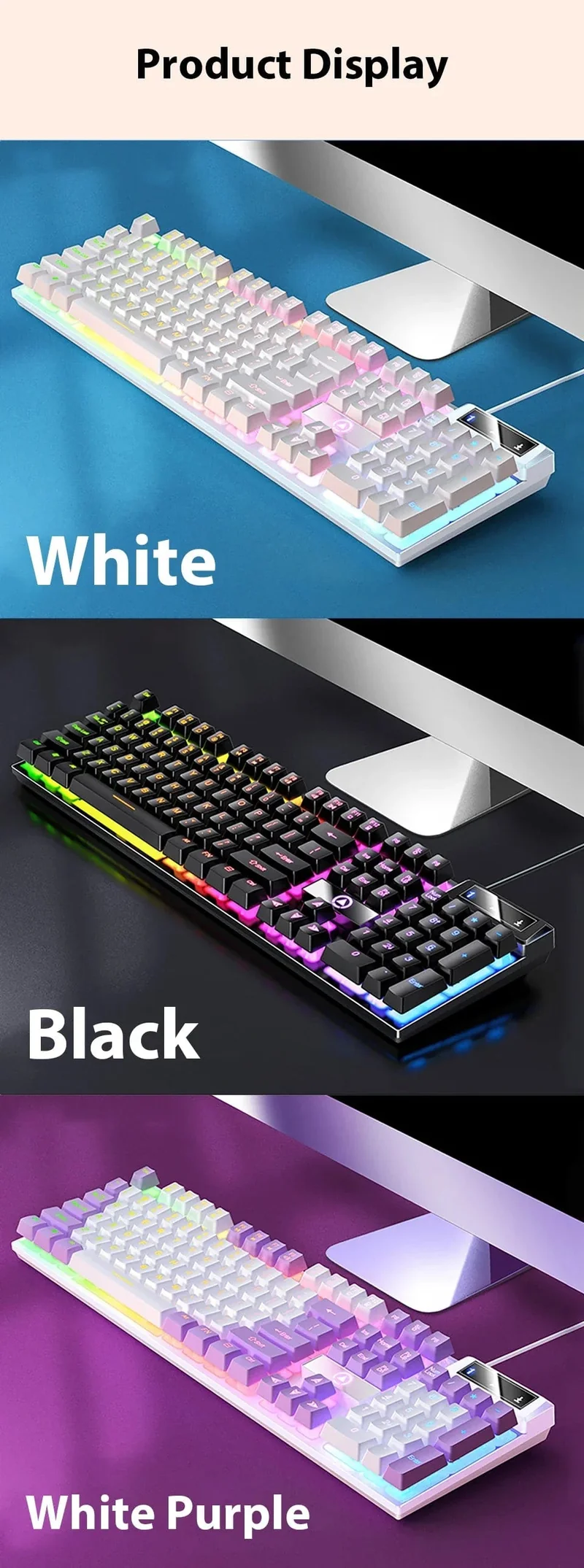 K500 Kabelgebundene Gaming-Tastatur Mechanische Sensation Laptop-Desktops PC Computer Bürozubehör 104 Tasten RGB-Hintergrundbeleuchtung Tastaturen
