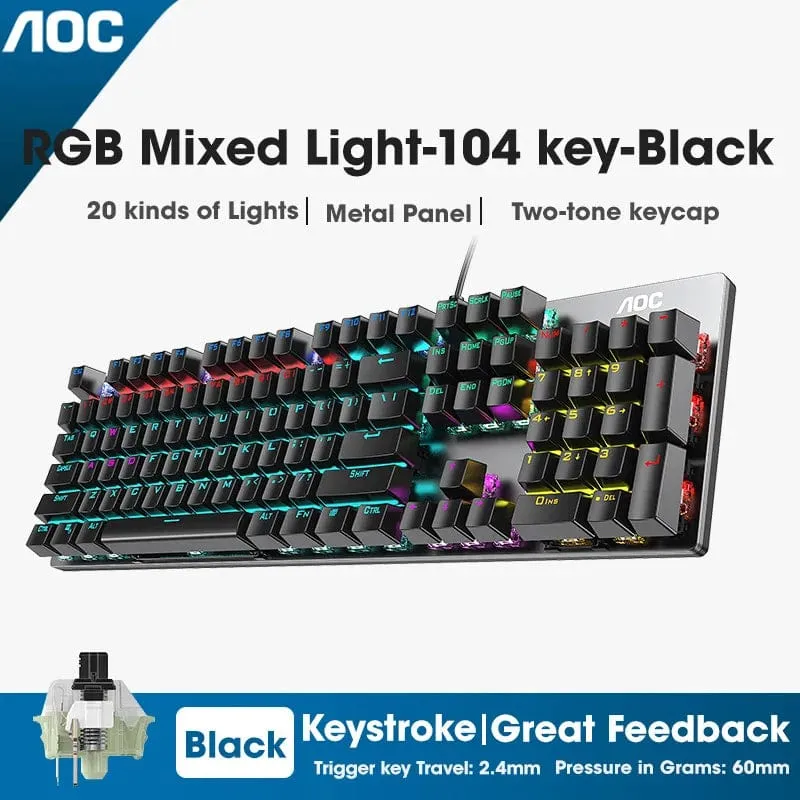 GK410 Mechanische Tastatur mit 104 Tasten und Hot-Swap-Metallplatte, RGB-Licht, Grün/Schwarz/Tee, Redaxis, berührungsfreie Gaming-Computertastatur