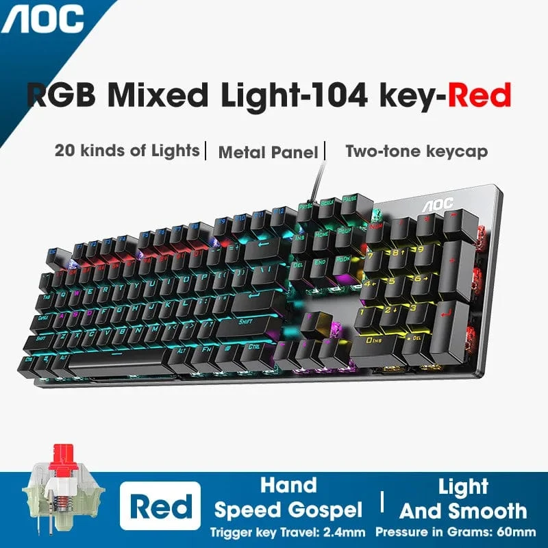 GK410 Mechanische Tastatur mit 104 Tasten und Hot-Swap-Metallplatte, RGB-Licht, Grün/Schwarz/Tee, Redaxis, berührungsfreie Gaming-Computertastatur