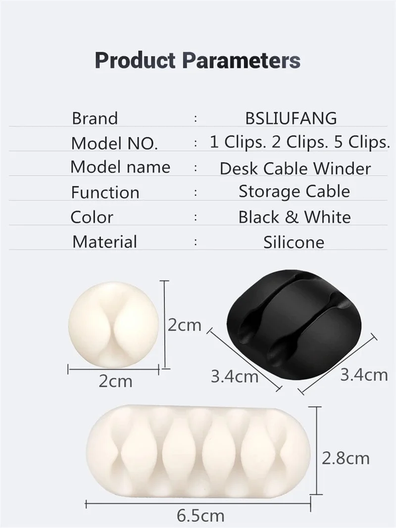 Silikon-USB-Kabel-Organizer, Kabelaufwicklung, Desktop-Ordnungsmanagement-Clips, Kabelhalter für Maus, Kopfhörer, Kabel-Organizer