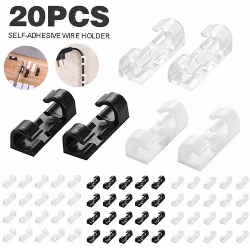 20 Stück Kabelclips Organizer Drop Wire Halter Kabelmanagement Selbstklebender Kabelmanager Feste Klemme Drahtwickler