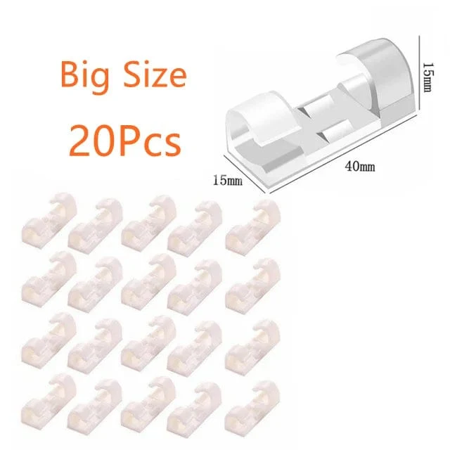 20 Stück Kabelclips Organizer Drop Wire Halter Kabelmanagement Selbstklebender Kabelmanager Feste Klemme Drahtwickler
