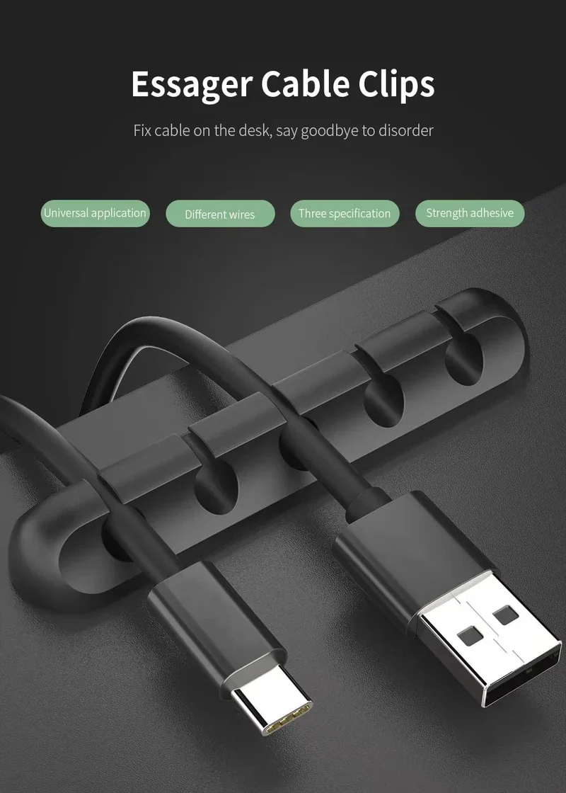 NNBILI Kabelhalter-Clips, Kabel-Organizer, Silikon, USB-Kabelaufwickler, Management-Clips, selbstklebend für Maus, Tastatur, Headset