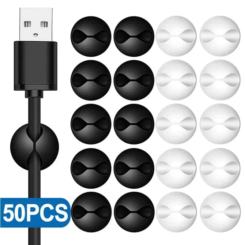 5/50 Stück Mini-Kabelaufwickler, Organizer, USB-Ladekabel-Clips, Schreibtisch-Organizer, Kabelhalter, Protektoren für Zuhause, Büro, Auto