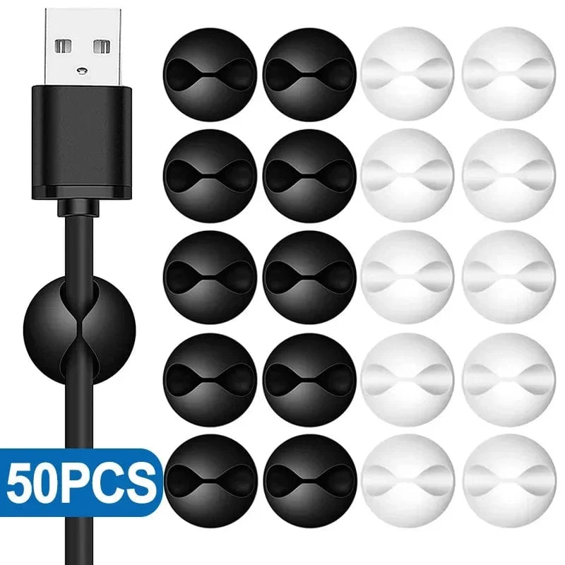 5/50 Stück Mini-Kabelaufwickler, Organizer, USB-Ladekabel-Clips, Schreibtisch-Organizer, Kabelhalter, Protektoren für Zuhause, Büro, Auto