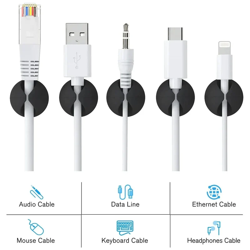 5/50 Stück Mini-Kabelaufwickler, Organizer, USB-Ladekabel-Clips, Schreibtisch-Organizer, Kabelhalter, Protektoren für Zuhause, Büro, Auto