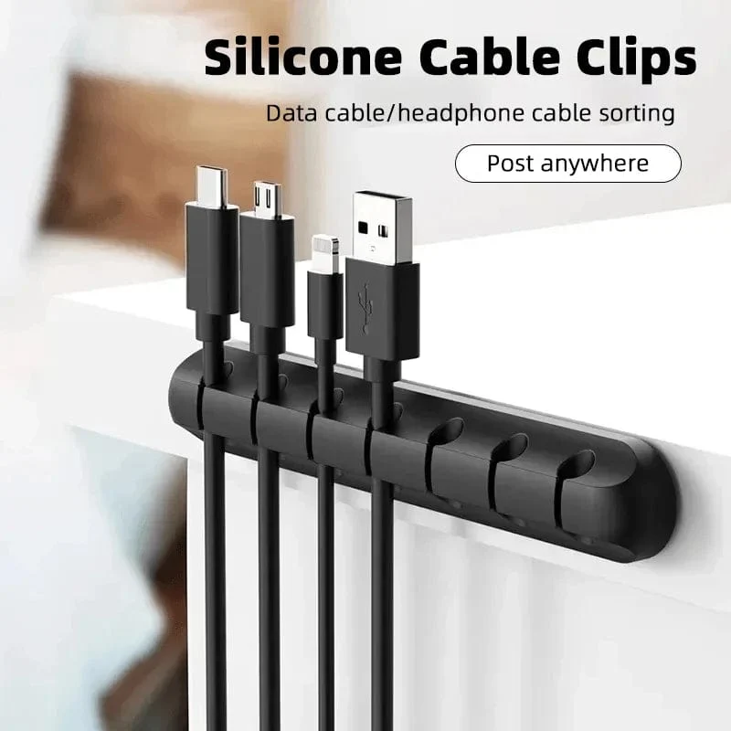 Kabel-Organizer-Management, Kabelhalter, flexibler USB-Kabelwickler, ordentliche Silikon-Clips, Kabel-Organizer-Halter für das Telefon