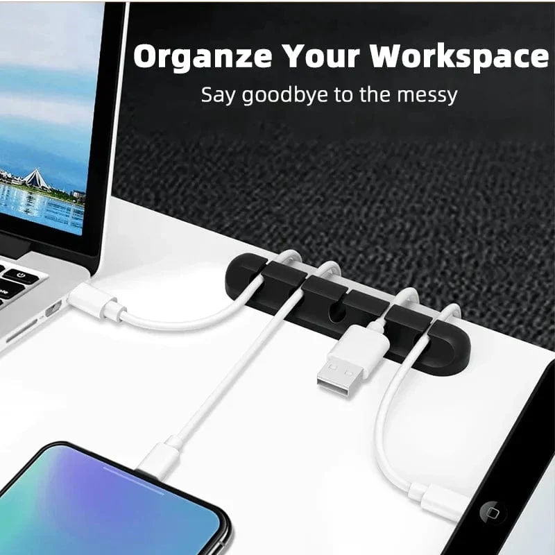 Kabel-Organizer-Management, Kabelhalter, flexibler USB-Kabelwickler, ordentliche Silikon-Clips, Kabel-Organizer-Halter für das Telefon