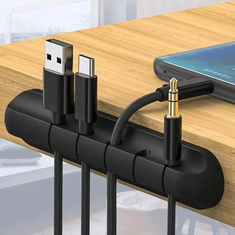 Kabel-Organizer-Management, Kabelhalter, flexibler USB-Kabelwickler, ordentliche Silikon-Clips, Kabel-Organizer-Halter für das Telefon