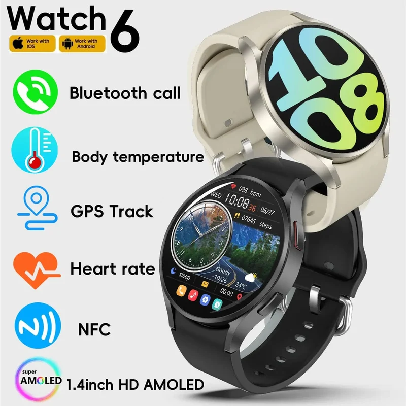 2024 neue Smart Watch 24H Herzfrequenz Gesundheitsmonitor NFC GPS Tracker IP68 Sportuhr Männer Frauen für Galaxy Watch 6 Smartwatches