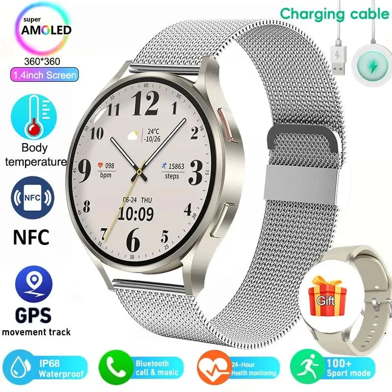 2024 neue Smart Watch 24H Herzfrequenz Gesundheitsmonitor NFC GPS Tracker IP68 Sportuhr Männer Frauen für Galaxy Watch 6 Smartwatches