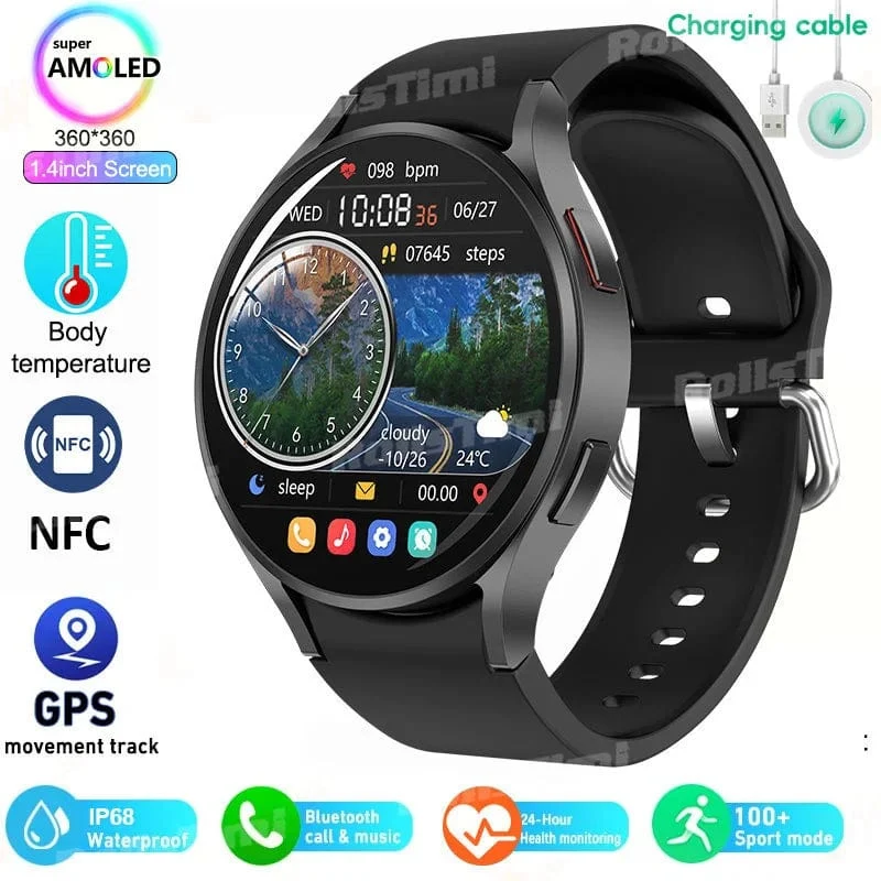 2024 neue Smart Watch 24H Herzfrequenz Gesundheitsmonitor NFC GPS Tracker IP68 Sportuhr Männer Frauen für Galaxy Watch 6 Smartwatches