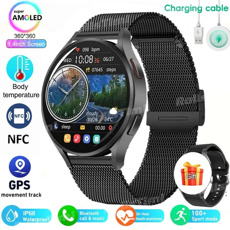 2024 neue Smart Watch 24H Herzfrequenz Gesundheitsmonitor NFC GPS Tracker IP68 Sportuhr Männer Frauen für Galaxy Watch 6 Smartwatches