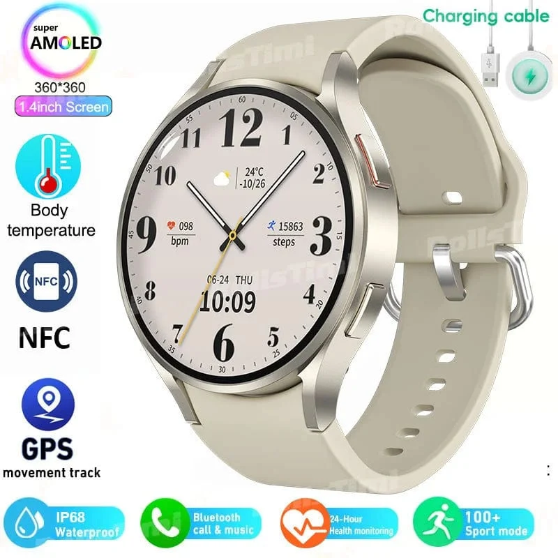 2024 neue Smart Watch 24H Herzfrequenz Gesundheitsmonitor NFC GPS Tracker IP68 Sportuhr Männer Frauen für Galaxy Watch 6 Smartwatches