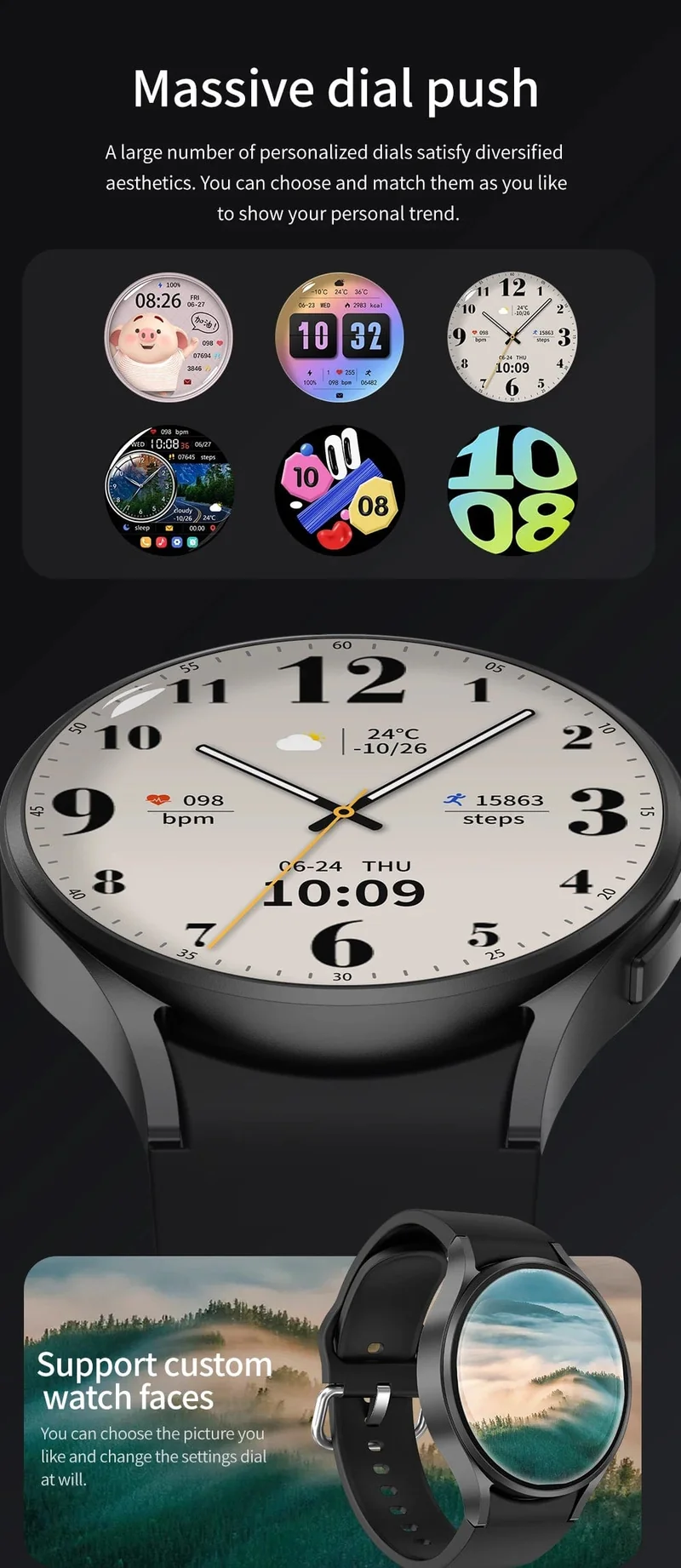 2024 neue Smart Watch 24H Herzfrequenz Gesundheitsmonitor NFC GPS Tracker IP68 Sportuhr Männer Frauen für Galaxy Watch 6 Smartwatches