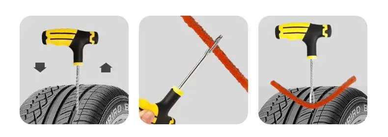 Autoreifen-Einstichstopfen Vakuum-Reifenpass Notfall-Reparaturwerkzeuge Klebestreifen Kleber Schnellreparatur Reifenreparaturset Patch-Werkzeug-Set