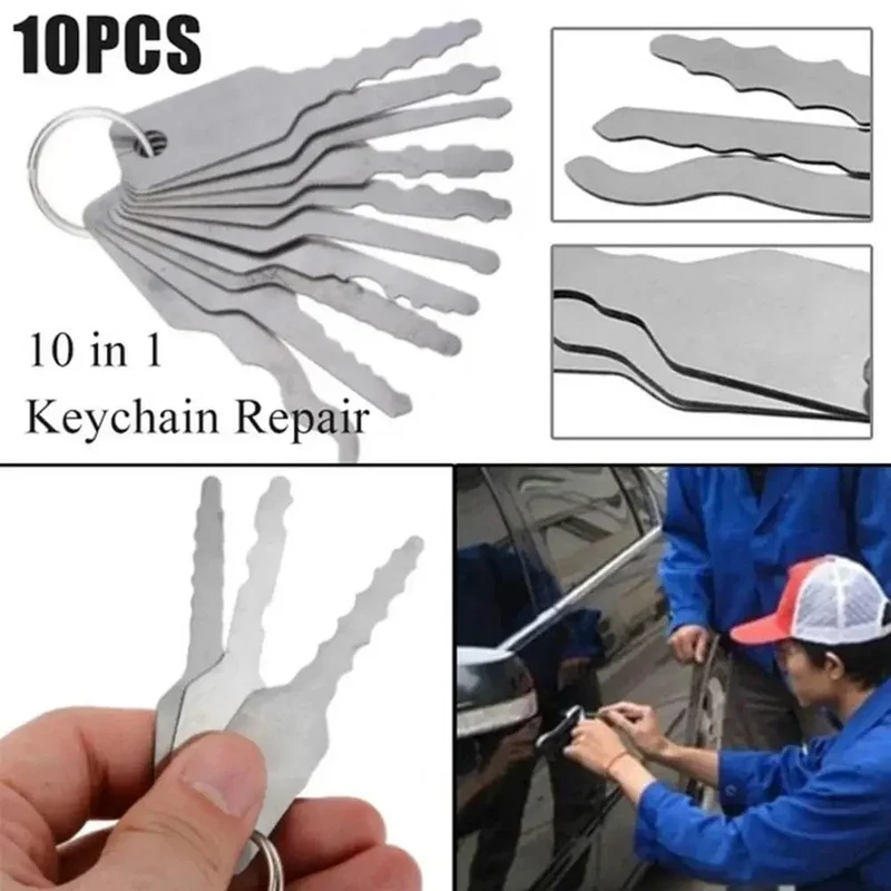 10 Teile/satz Auto Entsperren Tür Öffnen Schlüssel Dual Sided Jiggler Schlüssel Auto Reparatur Werkzeug Edelstahl Reparatur Zubehör