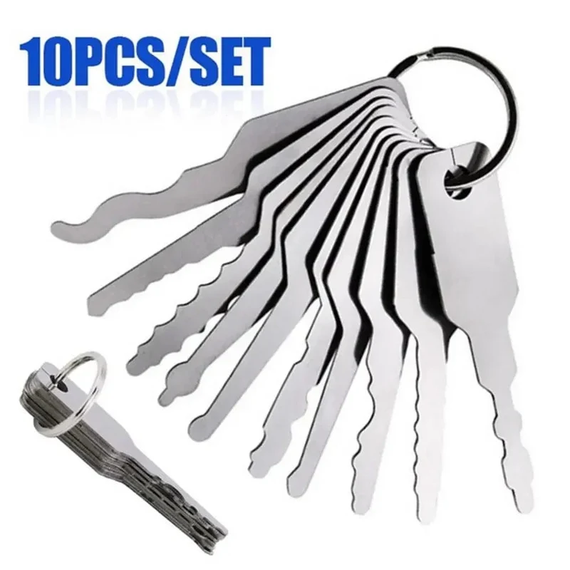 10 Teile/satz Auto Entsperren Tür Öffnen Schlüssel Dual Sided Jiggler Schlüssel Auto Reparatur Werkzeug Edelstahl Reparatur Zubehör