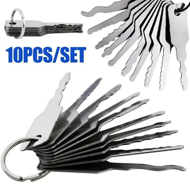 10 Teile/satz Auto Entsperren Tür Öffnen Schlüssel Dual Sided Jiggler Schlüssel Auto Reparatur Werkzeug Edelstahl Reparatur Zubehör