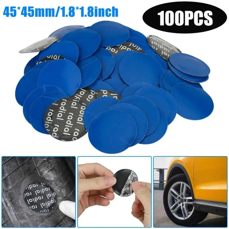 Reifenreparaturflicken, 100 Stück, rund, 45 mm, universelle Schlauchflicken, Reparaturwerkzeug, schnelle Kaltflicken für Auto, Fahrrad, Motorrad