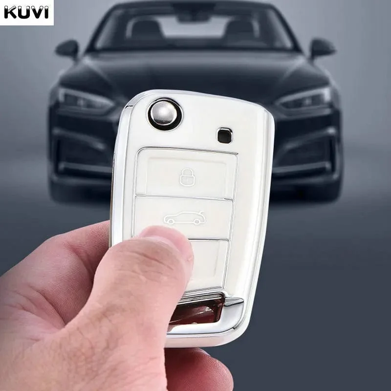 TPU Autoschlüsselgehäuse mit 3/4 Tasten für VW Volkswagen Golf 7 MK7 Tiguan MK2 für SEAT Ateca Leon FR 2 Ibiza für Skoda Octavia