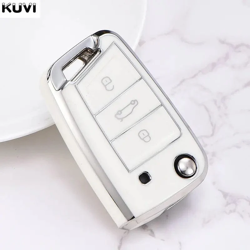 TPU Autoschlüsselgehäuse mit 3/4 Tasten für VW Volkswagen Golf 7 MK7 Tiguan MK2 für SEAT Ateca Leon FR 2 Ibiza für Skoda Octavia