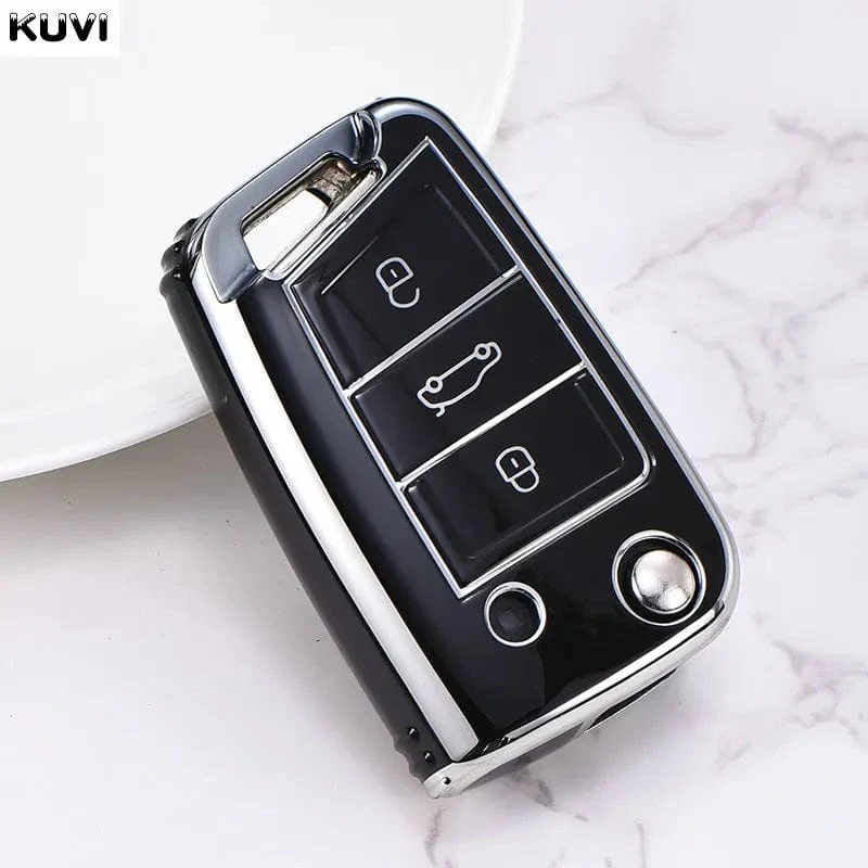 TPU Autoschlüsselgehäuse mit 3/4 Tasten für VW Volkswagen Golf 7 MK7 Tiguan MK2 für SEAT Ateca Leon FR 2 Ibiza für Skoda Octavia