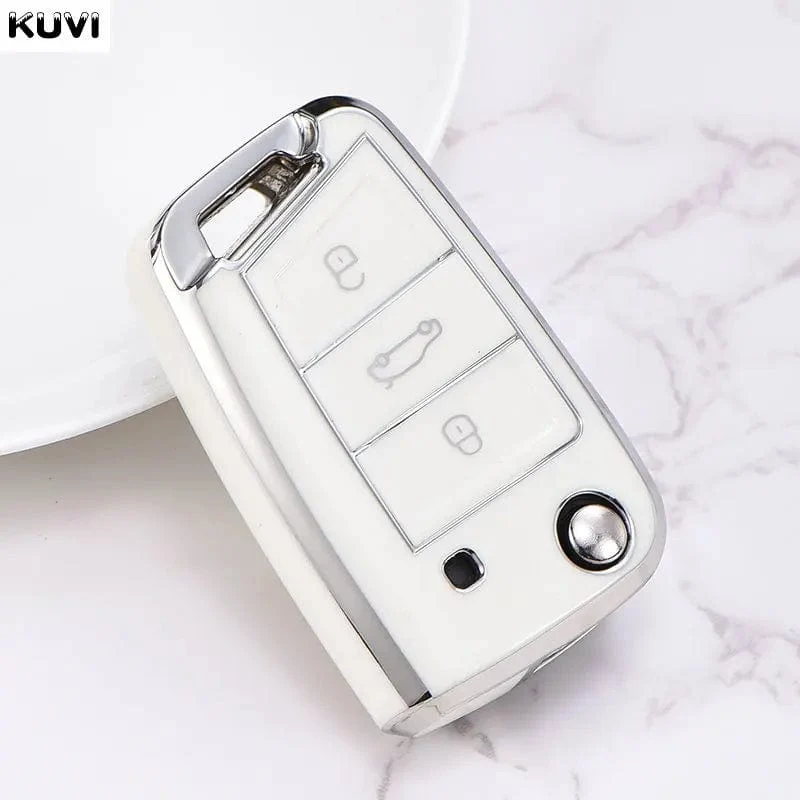 TPU Autoschlüsselgehäuse mit 3/4 Tasten für VW Volkswagen Golf 7 MK7 Tiguan MK2 für SEAT Ateca Leon FR 2 Ibiza für Skoda Octavia