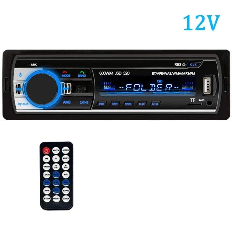 Autoradio 1-Din-Stereo-Player, digitaler Bluetooth-Auto-MP3-Player, 60 W x 4, FM-Radio, Stereo-Audiomusik, USB/SD mit In-Dash-AUX-Eingang