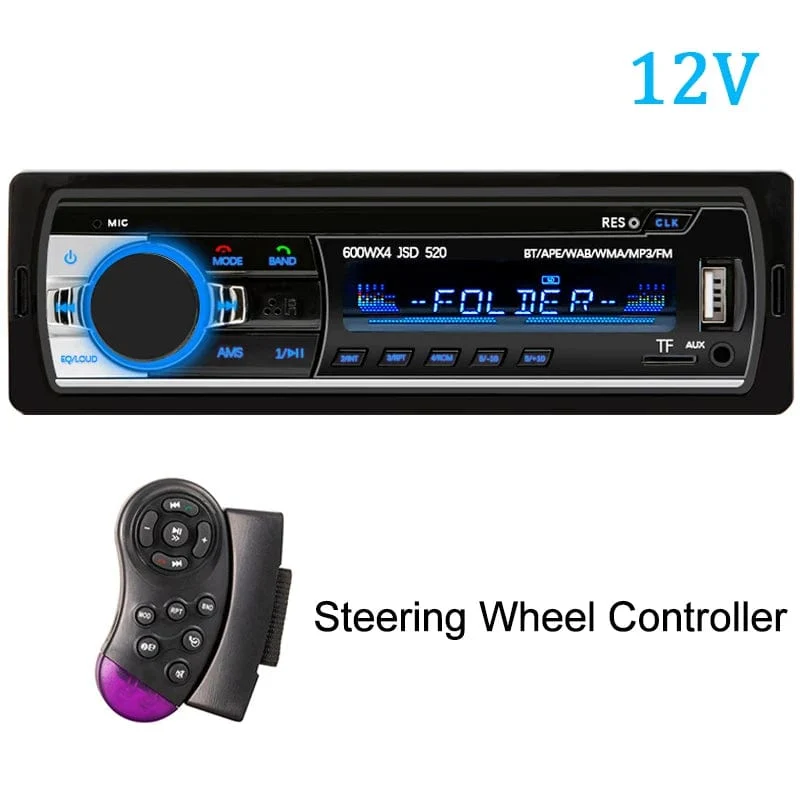 Autoradio 1-Din-Stereo-Player, digitaler Bluetooth-Auto-MP3-Player, 60 W x 4, FM-Radio, Stereo-Audiomusik, USB/SD mit In-Dash-AUX-Eingang