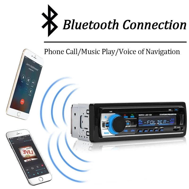 Autoradio 1-Din-Stereo-Player, digitaler Bluetooth-Auto-MP3-Player, 60 W x 4, FM-Radio, Stereo-Audiomusik, USB/SD mit In-Dash-AUX-Eingang