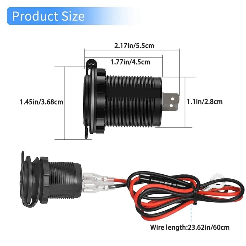 Zigarettenanzünderbuchse für Auto, Marine, Motorrad, ATV, Wohnmobil, Zigarettenanzünderbuchse, Steckdose, Buchse, 12 V, wasserdichter Stecker