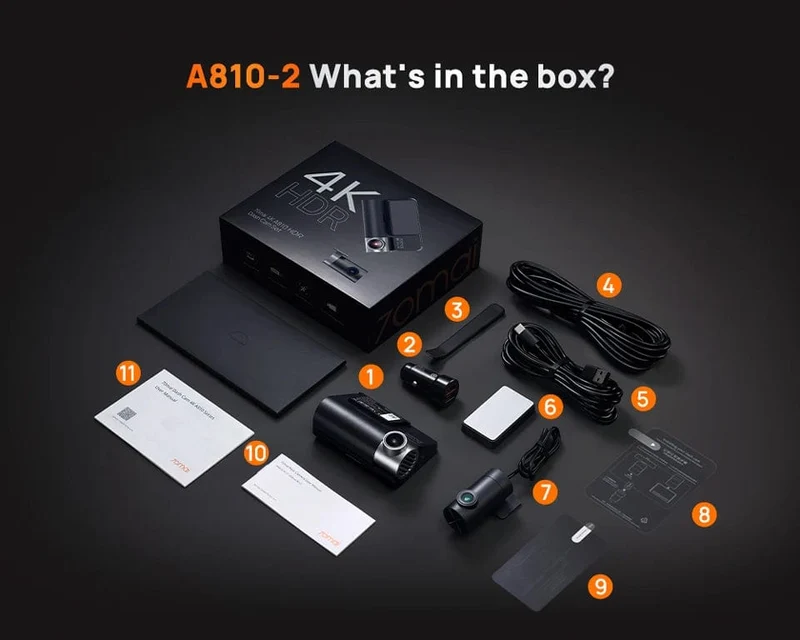 70mai 4K Dash Cam A810 Ultra HD Eingebautes GPS ADAS Automatische Aufzeichnung 150FOV Bewegungserkennung 70mai A810 4G Auto-DVR-Unterstützung Rückfahrkamera
