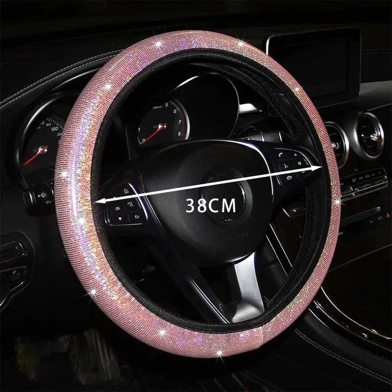 Bling Bling Diamant Strass Auto Lenkradbezug 37/38cm Auto Innenausstattung Damen Hülle Auto Styling Vier Jahreszeiten